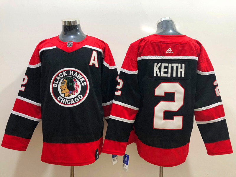 Men's Chicago Blackhawks #2 Duncan Keith Black Adidas 2020-21 Reverse Retro Alternate NHL Stitched Jersey