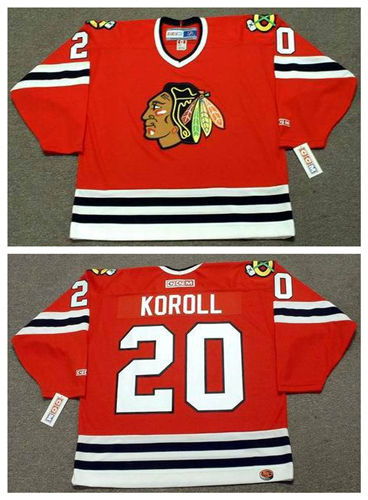Men's Chicago Blackhawks #20 CLIFF KOROLL 1975 CCM Throwback Home Red Hockey Jersey S-3XL Stitched
