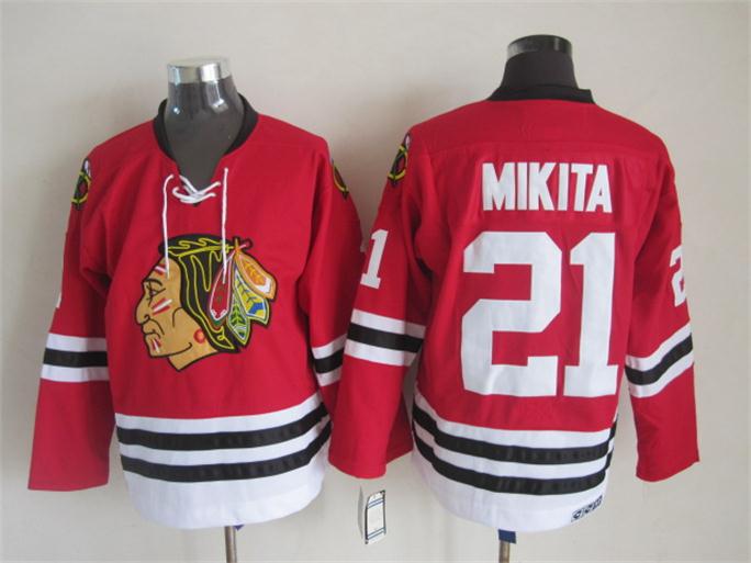 Men's Chicago Blackhawks #21 Stan Mikita 1967 Red CCM Vintage Throwback Stitched Jersey