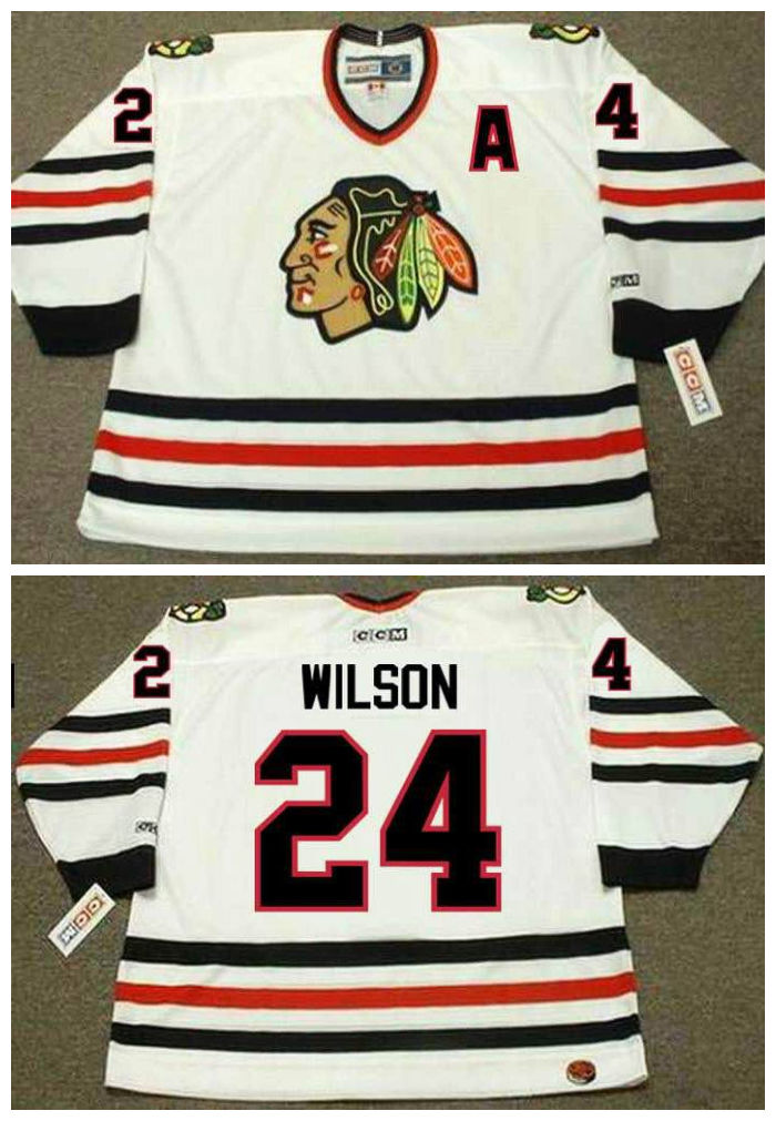 Men's Chicago Blackhawks #24 DOUG WILSON 1988 CCM Throwback Home NHL Hockey Jersey S-3XL Stitched