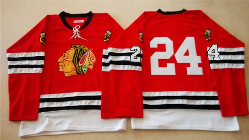 Men's Chicago Blackhawks #24 Martin Havlat 1960-61 Red Vintage Stitched Jersey