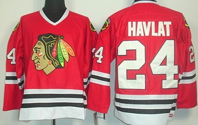 Men's Chicago Blackhawks #24 Martin Havlat Red CCM Jersey Stitched