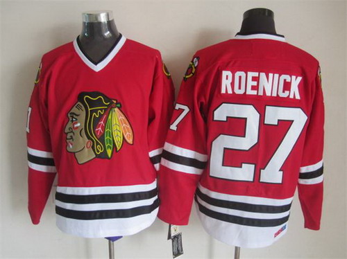 Men's Chicago Blackhawks #27 Jeremy Roenick Red 1990 Throwback CCM Stitched Jersey