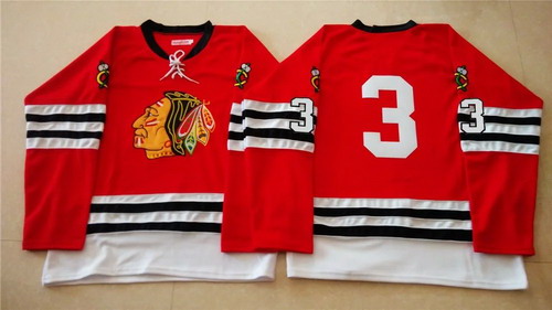 Men's Chicago Blackhawks #3 Keith Magnuson 1960-61 Red Vintage Stitched Jersey