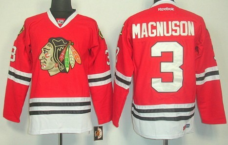 Men's Chicago Blackhawks #3 Keith Magnuson Red Throwback CCM Jersey Stitched