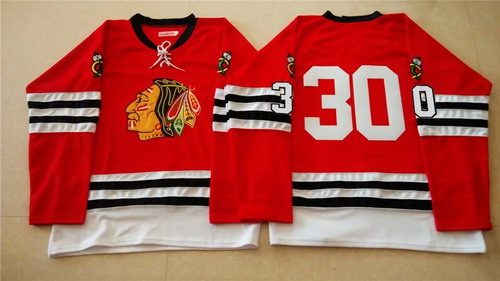 Men's Chicago Blackhawks #30 Ed Belfour 1960-61 Red Vintage Stitched Jersey