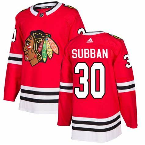 Men's Chicago Blackhawks #30 Malcolm Subban Adidas Home Red Stitched Jersey