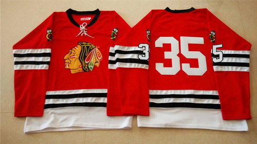 Men's Chicago Blackhawks #35 Tony Esposito 1960-61 Red Vintage Stitched Jersey