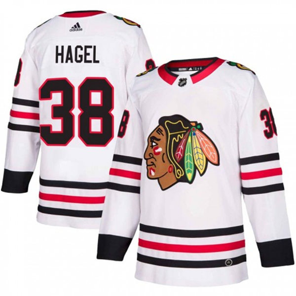 Men's Chicago Blackhawks #38 Brandon Hagel Adidas Away White Stitched Jersey