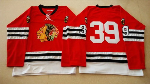Men's Chicago Blackhawks #39 Kyle Baun 1960-61 Red Vintage Stitched Jersey