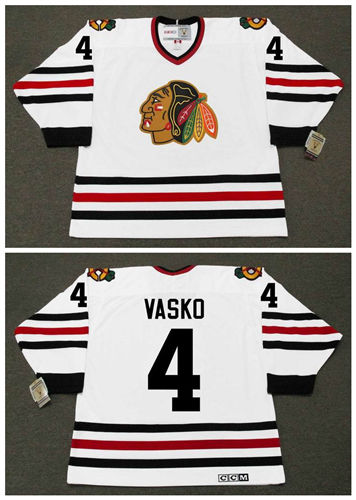 Men's Chicago Blackhawks #4 ELMER VASKO 1965 CCM Vintage Throwback NHL Hockey Stitched Jersey
