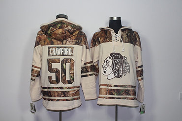 Men's Chicago Blackhawks #50 Corey Crawford Old Time Hockey Natural Realtree Camo Xtra Lacer Hoodie