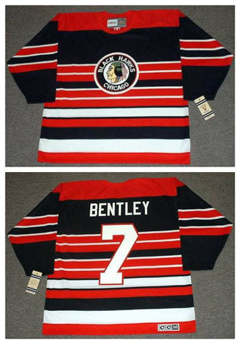 Men's Chicago Blackhawks #7 DOUG BENTLEY 1940's CCM Vintage Throwback NHL Hockey Stitched Jersey