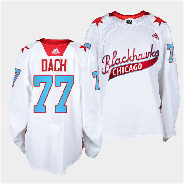 Men's Chicago Blackhawks #77 Kirby Dach Adidas White 2021 One Community Night Stitched Jersey