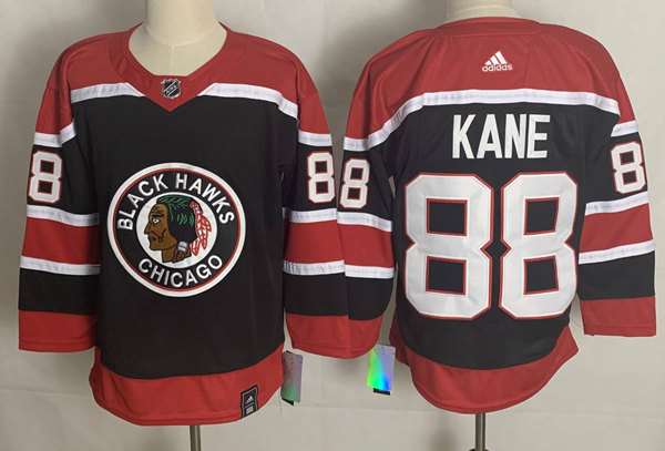 Men's Chicago Blackhawks #88 Patrick Kane Black Adidas 2020-21 Reverse Retro Alternate NHL Stitched Jersey