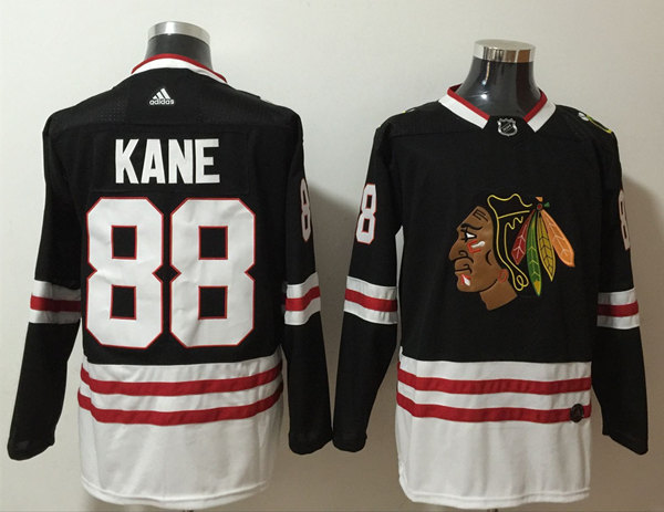 Men's Chicago Blackhawks #88 Patrick Kane Black Cream Adidas 2020-21 Reverse Retro Alternate Stitched