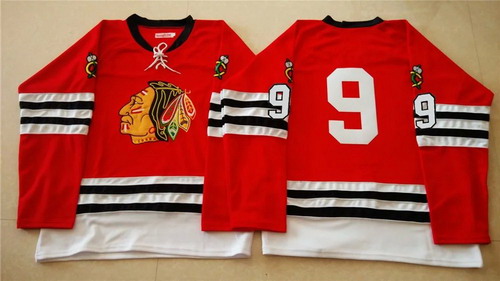 Men's Chicago Blackhawks #9 Bobby Hull 1963 Red Vintage Throwback Stitched Jersey
