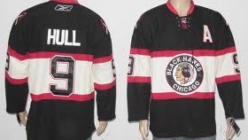 Men's Chicago Blackhawks #9 Bobby Hull Black Third Jersey Stitched