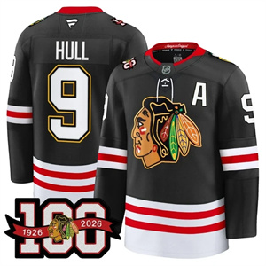 Men's Chicago Blackhawks 100th Anniversary Premium Jersey - All Stitched Bobby Hull -   9