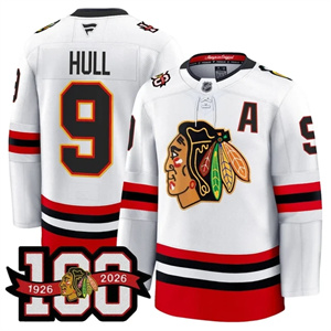 Men's Chicago Blackhawks 100th Anniversary Premium Jersey - All Stitched Bobby Hull -  9