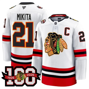Men's Chicago Blackhawks 100th Anniversary Premium Jersey - All Stitched Stan Mikita -  21