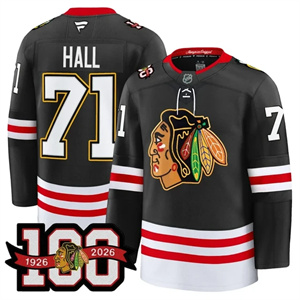 Men's Chicago Blackhawks 100th Anniversary Premium Jersey - All Stitched Taylor Hall -   71