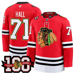 Men's Chicago Blackhawks 100th Anniversary Premium Jersey - All Stitched Taylor Hall - 71