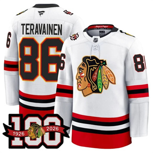 Men's Chicago Blackhawks 100th Anniversary Premium Jersey - All Stitched Teuvo Teravainen -  86
