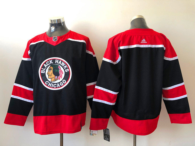 Men's Chicago Blackhawks Blank Black Adidas 2020-21 Reverse Retro Alternate NHL Stitched Jersey