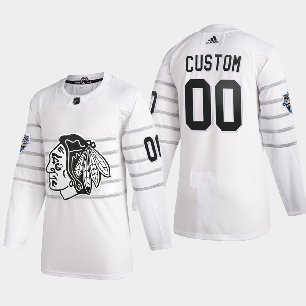 Men's Chicago Blackhawks Custom adidas 2020 NHL All-Star Game White Authentic Jersey Stitched