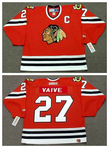Men's Chicago Blackhawks Throwback Plyer #27 RICK VAIVE CCM Vintage Throwback RED Stitched Jersey