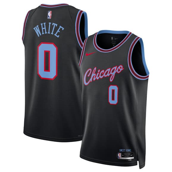 Men's Chicago Bulls #0 Coby White Black 2025-26 City Edition Swingman Stitched Basketball Jersey