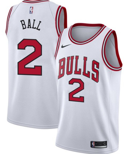 Men's Chicago Bulls #2 Lonzo Ball Jersey White 