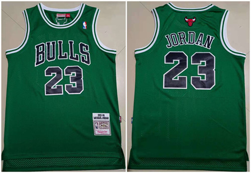 Men's Chicago Bulls #23 Michael Jordan Green Throwback Stitched Basketball Jersey