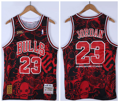 Men's Chicago Bulls #23 Michael Jordan Red Black 1995-96 Throwback Stitched Jersey
