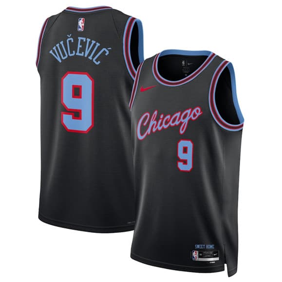 Men's Chicago Bulls #9 Nikola Vuevi Black 2025-26 City Edition Swingman Stitched Basketball Jersey