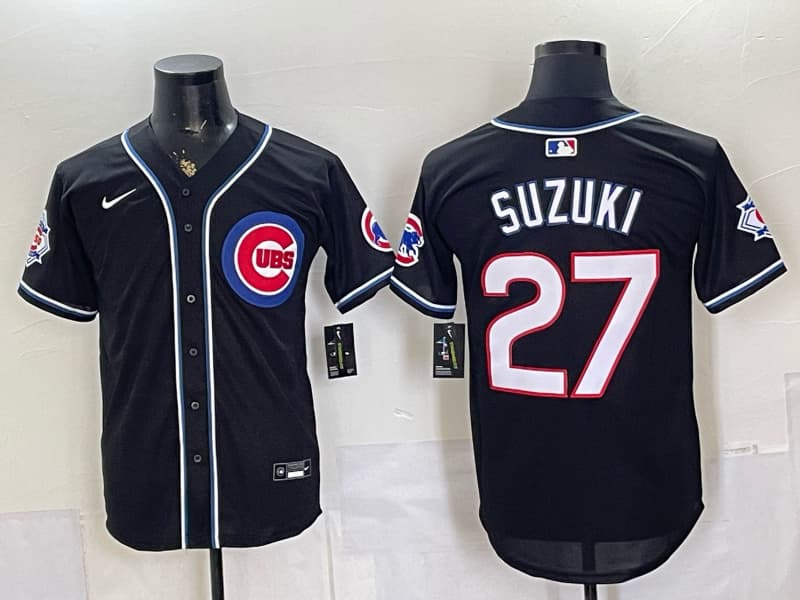 Men's Chicago Cubs   Nike White Home Limited Player Jersey  SUZUKI 27