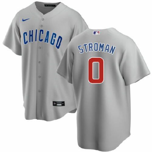 Men's Chicago Cubs #0 Marcus Stroman Grey Cool Base Stitched Baseball Jersey