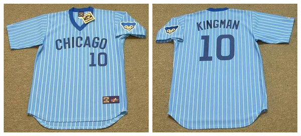 Men's Chicago Cubs #10 DAVE KINGMAN 1978 Blue Pinstripe Pullover Majestic Cooperstown Throwback Baseball Jerseys