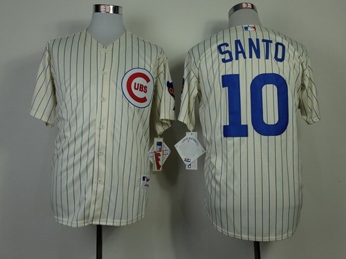 Men's Chicago Cubs #10 Ron Santo 1969 Cream Jerseys