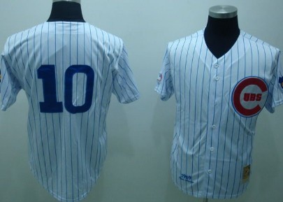 Men's Chicago Cubs #10 Ron Santo 1969 White Mitchell & Ness Throwback Stitched Jersey