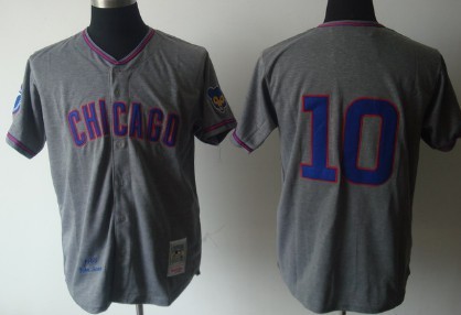 Men's Chicago Cubs #10 Ron Santo Gray Wollens 1969 Throwback Jerseys