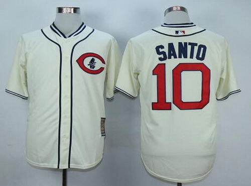Men's Chicago Cubs #10 Ron Santo Retired Cream 1929 Majestic Cooperstown Collection Throwback stitched Jerseys