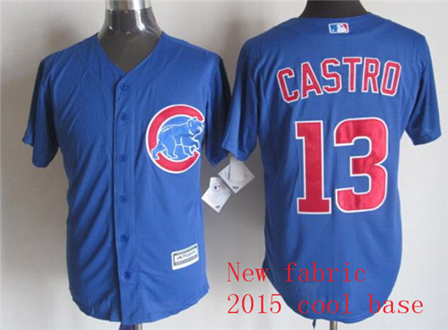 Men's Chicago Cubs #13 Starlin Castro Alternate Blue 2015 New Cool Base Jerseys