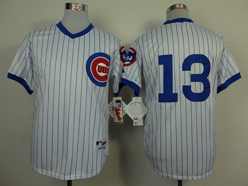 Men's Chicago Cubs #13 Starlin Castro White Pullover Majestic Cooperstown Throwback Home Jerseys