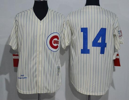 Men's Chicago Cubs #14 Ernie Banks 1969 Cream Stitched MLB Throwback Jerseys