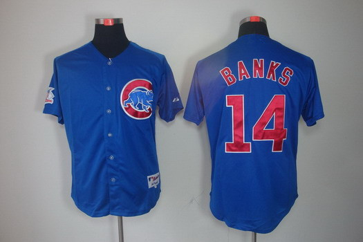 Men's Chicago Cubs #14 Ernie Banks 1994 Blue Throwback Jerseys