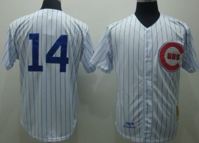 Men's Chicago Cubs #14 Ernie Banks White Throwback Jerseys
