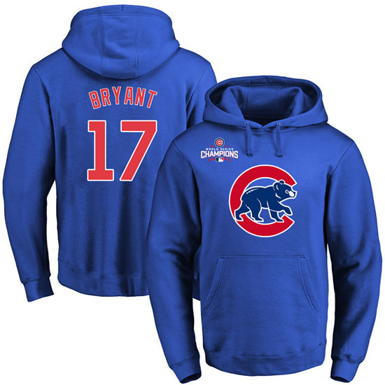 Men's Chicago Cubs #17 Kris Bryant Royal Primary Logo Pullover Hoodie
