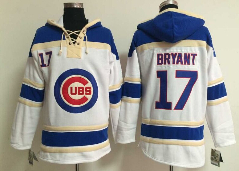 Men's Chicago Cubs #17 Kris Bryant White Hoodie
